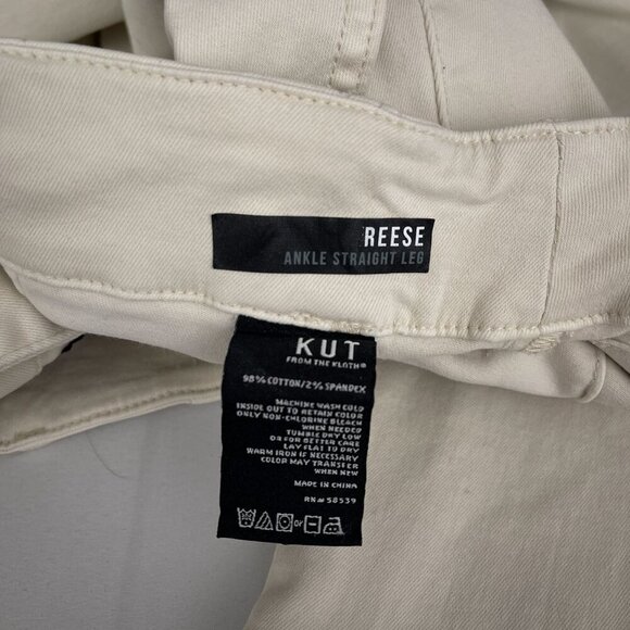 Kut From The Kloth Reese Ankle Zip Straight Leg Stretch White Pants Women Size 0 - Picture 9 of 14